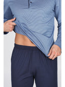 Pigiama in pregiato 100% filoscozia blu