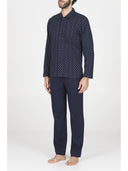 Pigiama cardigan in caldo interlock di puro cotone, fantasia classica