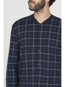 Camicia da notte in morbido interlock di puro cotone a quadri