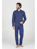 Pigiama cardigan, in caldo interlock di puro cotone fantasia