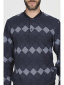 Pigiama serafino in confortevole jacquard di cotone a rombi