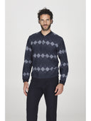 Pigiama serafino in confortevole jacquard di cotone a rombi