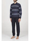 Pigiama serafino in confortevole jacquard di cotone a rombi