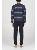 Pigiama serafino in confortevole jacquard di cotone a rombi