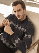 Pigiama serafino in confortevole jacquard di cotone a rombi