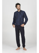 Pigiama serafino in confortevole jacquard di cotone a rombi