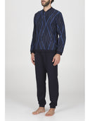 Pigiama serafino in confortevole jacquard di cotone a rombi