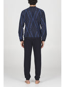 Pigiama serafino in confortevole jacquard di cotone a rombi