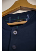 Pigiama serafino con pantalone in flanella fantasia scozzese blu