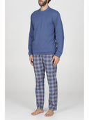 Pigiama girocollo in calda flanella scozzese, con sacchetto porta pigiama