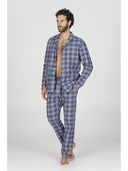 Pigiama cardigan in calda flanella scozzese, con sacchetto porta pigiama