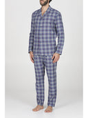 Pigiama cardigan in calda flanella scozzese, con sacchetto porta pigiama