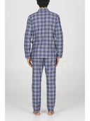 Pigiama cardigan in calda flanella scozzese, con sacchetto porta pigiama