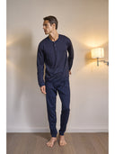 Pigiama lungo uomo in leggerissimo jersey di puro cotone  a pois
