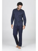 Pigiama cardigan da uomo, in cotone mercerizzato fantasia classica