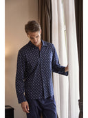 Pigiama cardigan da uomo, in cotone mercerizzato fantasia classica