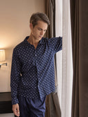 Pigiama cardigan da uomo, in cotone mercerizzato fantasia classica