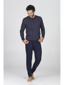 Pigiama modello tuta, in fresco jersey 100% cotone in fantasia
