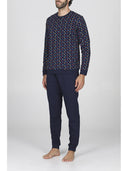 Pigiama modello tuta, in fresco jersey 100% cotone in fantasia