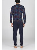 Pigiama modello tuta, in fresco jersey 100% cotone in fantasia