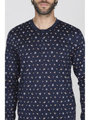 Pigiama lungo uomo in leggero e setoso puro cotone mercerizzato, disegni trottole