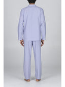 Pigiama cardigan classico, in pregiato popeline a righe bluette