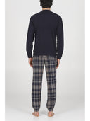 Pigiama serafino tuta, in confortevole jacquard scozzese blu