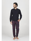 Pigiama serafino tuta, in confortevole jacquard scozzese bordeaux