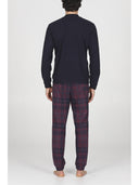 Pigiama serafino tuta, in confortevole jacquard scozzese bordeaux