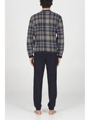 Pigiama serafino, in confortevole jacquard scozzese blu
