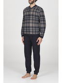 Pigiama serafino, in confortevole jacquard scozzese blu