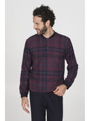 Pigiama serafino, in confortevole jacquard scozzese bordeaux