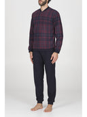 Pigiama serafino, in confortevole jacquard scozzese bordeaux