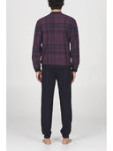 Pigiama serafino, in confortevole jacquard scozzese bordeaux