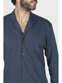 Pigiama cardigan, in pregiato cotone supima blu