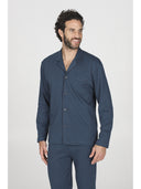 Pigiama cardigan, in pregiato cotone supima blu