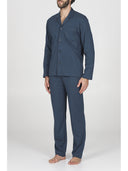 Pigiama cardigan, in pregiato cotone supima blu