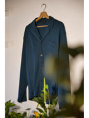 Pigiama cardigan, in pregiato cotone supima blu