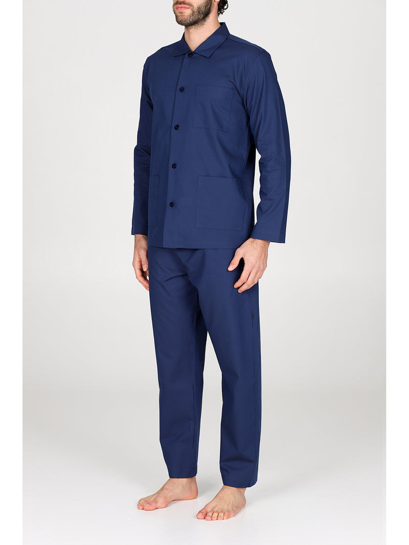 Pigiama cardigan in pregiato popeline di puro cotone
