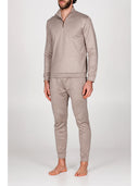 Pigiama con zip in double jersey seta e cotone Beige Julipet