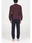 Pigiama serafino in confortevole jacquard di cotone Scoz.rosso Julipet
