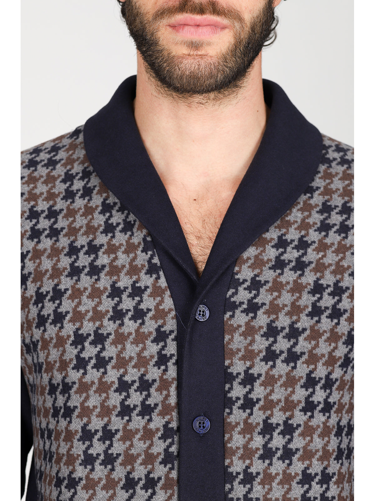 Pigiama cardigan in confortevole jacquard di cotone Pied Poule Julipet