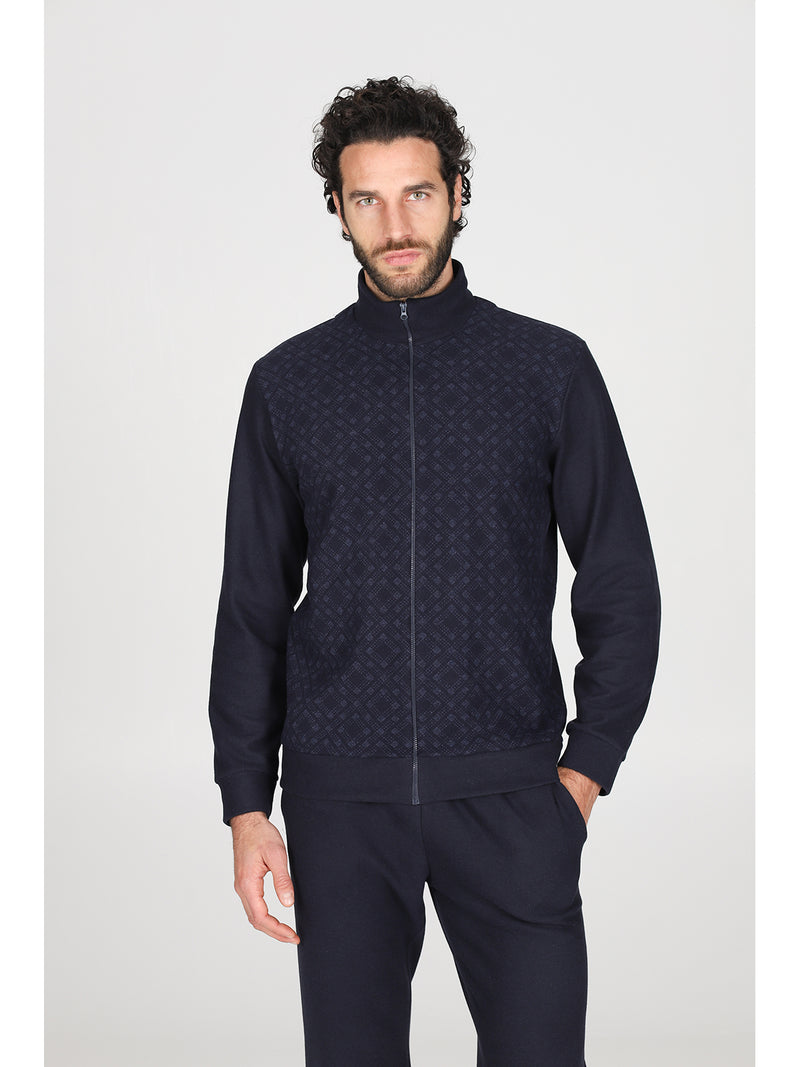 Pigiama con zip in confortevole jacquard di cotone