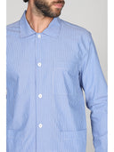 Pigiama cardigan classico uomo,  in pregiato popeline tinto filo a righe Riga Julipet