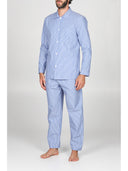 Pigiama cardigan classico uomo,  in pregiato popeline tinto filo a righe Riga Julipet