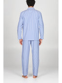 Pigiama cardigan classico uomo,  in pregiato popeline tinto filo a righe Riga Julipet