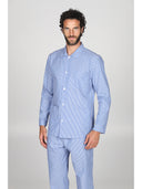 Pigiama cardigan classico uomo,  in pregiato popeline tinto filo a righe Riga Julipet