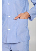 Pigiama cardigan classico uomo,  in pregiato popeline tinto filo a righe Riga Julipet