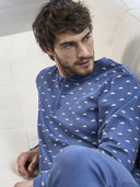 Pigiama uomo, in confortevole puro cotone bluette