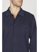 Classico pigiama cardigan uomo, in morbido interlock di puro cotone